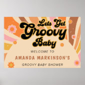 Laten we Groovy Retro Baby shower halen Poster (Voorkant)