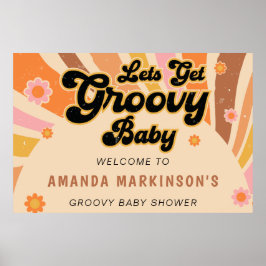 Laten we Groovy Retro Baby shower halen Poster