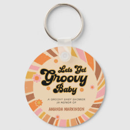 Laten we Groovy Retro Baby shower halen Sleutelhanger