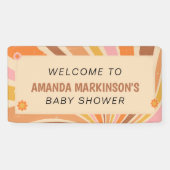 Laten we Groovy Retro Baby shower halen Spandoek (Horizontaal)