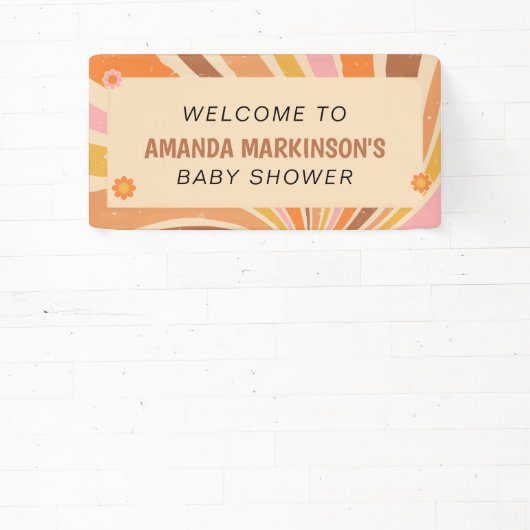Laten we Groovy Retro Baby shower halen Spandoek (Insitu)