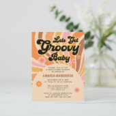 Laten we Groovy Retro Baby shower uitnodigen Briefkaart (Staand voorkant)