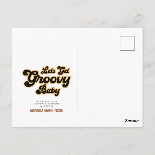 Laten we Groovy Retro Baby shower uitnodigen Briefkaart (Achterkant)