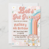 Laten we Groovy Retro Boho Daisy Rainbow Birthday  Kaart (Voorkant)