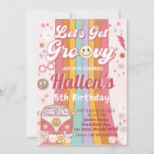 Laten we Groovy Retro Boho Daisy Rainbow Birthday  Kaart (Voorkant)