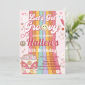 Laten we Groovy Retro Boho Daisy Rainbow Birthday  Kaart (Staand voorkant)