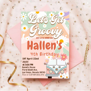 Laten we Groovy Retro Boho Daisy Rainbow Birthday  Kaart