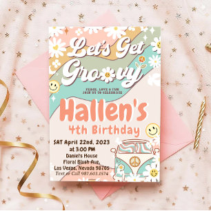 Laten we Groovy Retro Boho Daisy Rainbow Birthday  Kaart
