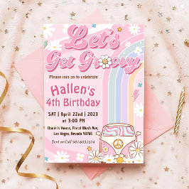 Laten we Groovy Retro Boho Daisy Rainbow Birthday  Kaart