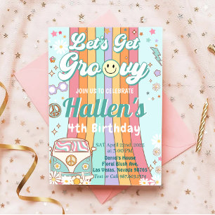 Laten we Groovy Retro Boho Daisy Rainbow Birthday  Kaart