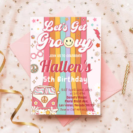 Laten we Groovy Retro Boho Daisy Rainbow Birthday  Kaart