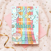 Laten we Groovy Retro Boho Daisy Rainbow Birthday Kaart