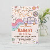 Laten we Groovy Retro Boho Daisy Rainbow Birthday  Kaart (Staand voorkant)
