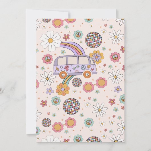 Laten we Groovy Retro Boho Daisy Rainbow Birthday  Kaart (Achterkant)