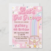 Laten we Groovy Retro Boho Daisy Rainbow Birthday  Kaart (Voorkant)