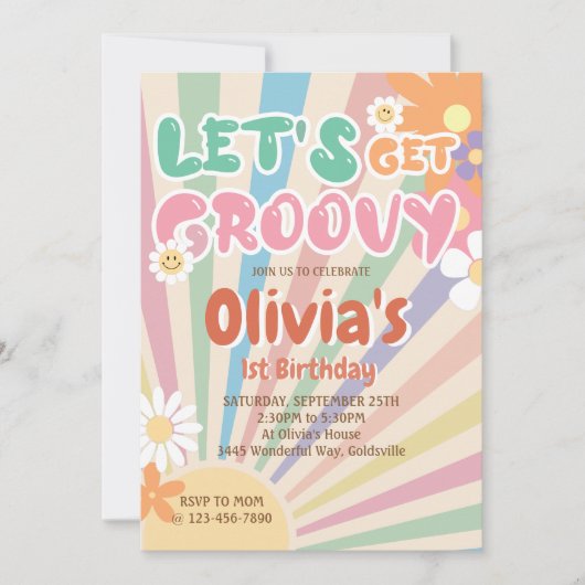 Laten we Groovy Retro Boho Sunshine Verjaardag hal Kaart (Voorkant)