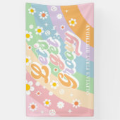 Laten we Groovy Retro Daisy verjaardagsfeestje nem Spandoek (Verticaal)