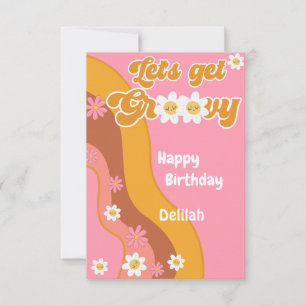 Laten we groovy retro  gelukkige verjaardag halen kaart