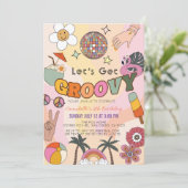 Laten we Groovy Retro Girl Birthday halen Kaart (Staand voorkant)