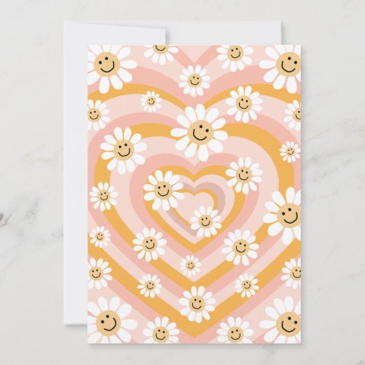 Laten we Groovy Retro Heart Birthday uitnodiging k (Achterkant)