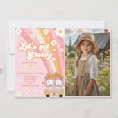 Laten we Groovy Retro Rainbow 10e verjaardag foto Kaart (Voorkant)