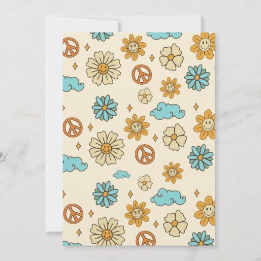 Laten we Groovy Retro Rainbow 1e verjaardagsfeestj Kaart (Achterkant)