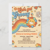 Laten we Groovy Retro Rainbow 3e verjaardagsfeestj Kaart (Voorkant)