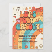 Laten we Groovy Retro Rainbow 7th Birthday krijgen Kaart (Voorkant)