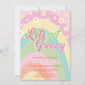 Laten we Groovy Retro Rainbow Floral 5e verjaardag Kaart (Voorkant)