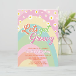 Laten we Groovy Retro Rainbow Floral 5e verjaardag Kaart