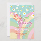 Laten we Groovy Retro Rainbow Pastel 4th Verjaarda Kaart (Voorkant)