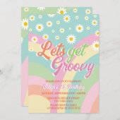 Laten we Groovy Retro Rainbow Pastel 4th Verjaarda Kaart (Voorkant / Achterkant)