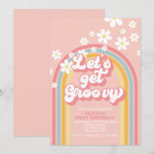 Laten we Groovy Retro Rainbow Verjaardag halen Kaart (Voorkant / Achterkant)