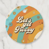 Laten we Groovy Retro Regenboog 1e Verjaardag hale Bedankjes Labels (Voorkant)