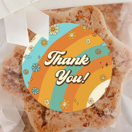 Laten we Groovy Retro Regenboog 1e Verjaardag hale Ronde Sticker