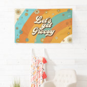 Laten we Groovy Retro Regenboog 1e Verjaardag hale Spandoek (Insitu)