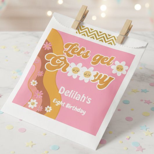 Laten we groovy retro  verjaardag halen bedankzakje