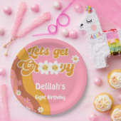 Laten we groovy retro  verjaardag halen papieren bordje (Feest)