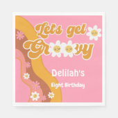 Laten we groovy retro verjaardag halen servet (Voorkant)