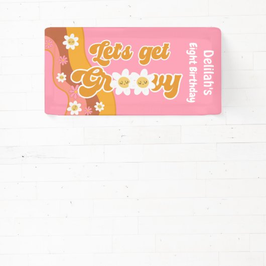 Laten we groovy retro  verjaardag halen spandoek (Insitu)