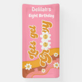 Laten we groovy retro verjaardag halen spandoek (Verticaal)