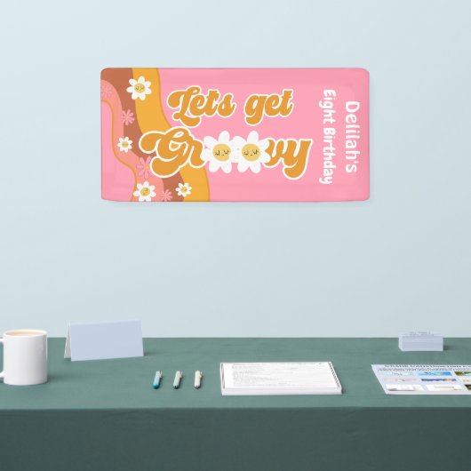 Laten we groovy retro verjaardag halen spandoek (Beurs)