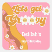 Laten we groovy retro  verjaardag halen vierkante sticker (Voorkant)