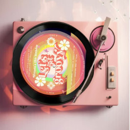 Laten we groovy Retro Vinyl Rainbow Daisy halen Kaart