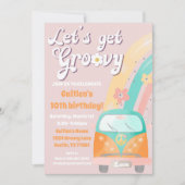 Laten we Groovy Verjaardag uitnodiging Hippie Retr (Voorkant)