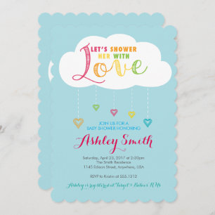 Laten we haar douchen met Love Baby shower Invitat Kaart