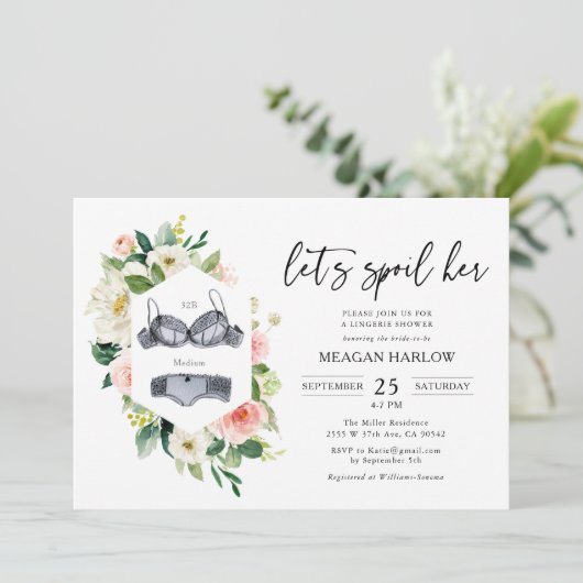 Laten we Haar Florale Ondergoed Bruidsmeisjesfeest Kaart (Staand voorkant)