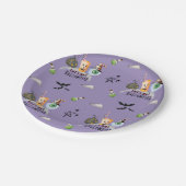 Laten we Hallo rare Funky Halloween Paarse krijgen Papieren Bordje (Gekanteld)