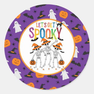 Laten we Halloween eng en griezelig maken Ronde Sticker