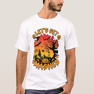 Laten we Halloween Pompoen Griezeltak Vleermuis Sm T-shirt